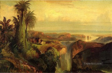  acantilados Arte - Indios en un paisaje de acantilado Thomas Moran